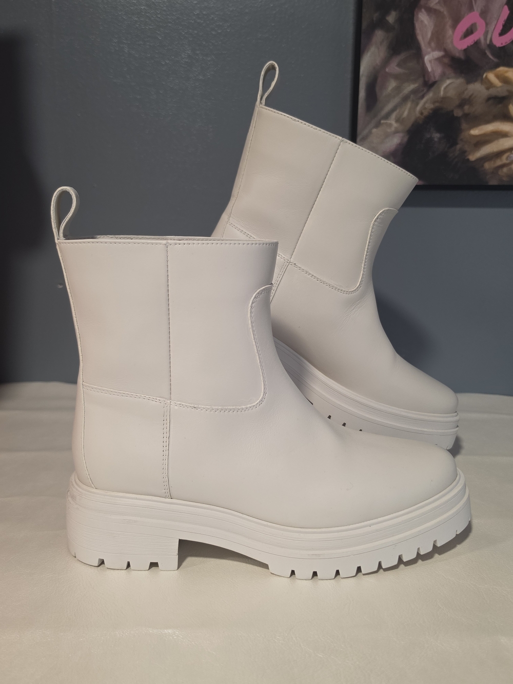 ba&sh Cighter Off White Lug-Sole Chelsea Leather Ankle Boots Women's Size EU36